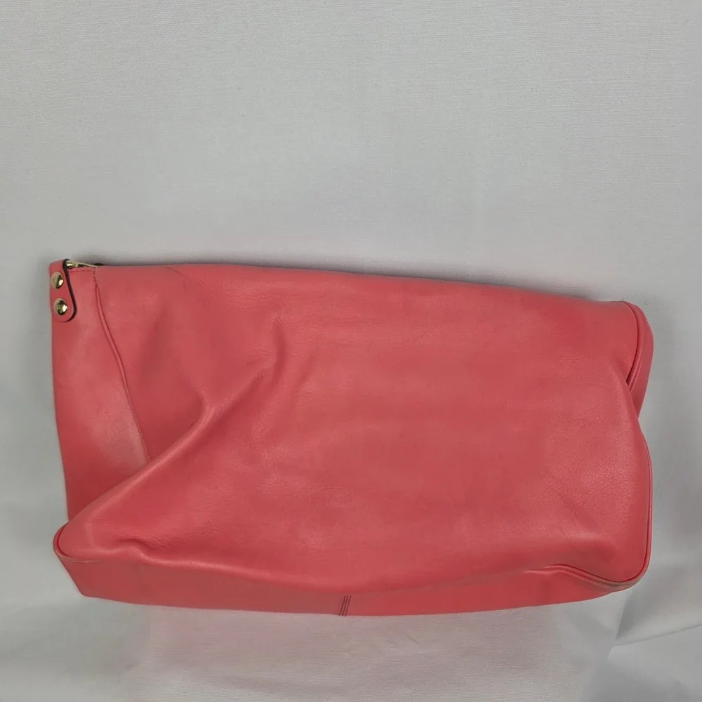 Kate Spade Coral Pink Leather Shoulder Bag Flap Front Pockets Gold‎ Hardware